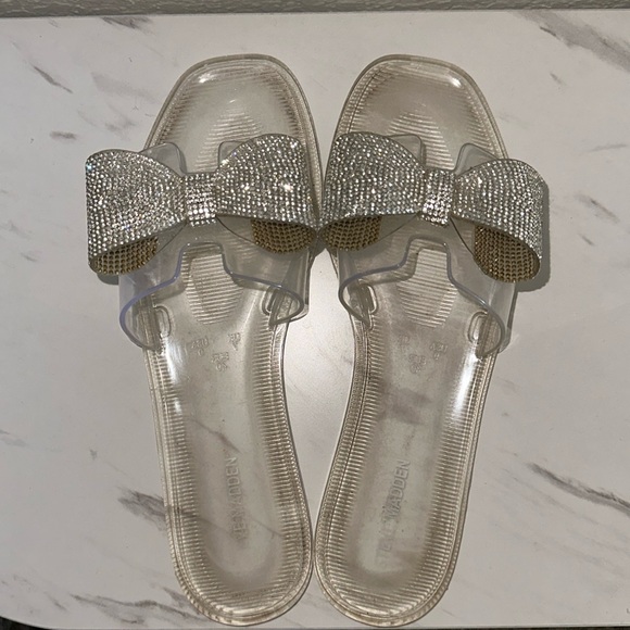 NWOT Steve Madden Clear Bow Detailed Slip On Sandals Women Size 9, EU 40 - Picture 2 of 3